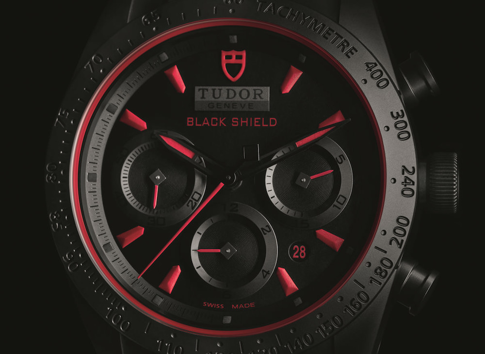 Montre homme Tudor Fastrider Black Shield chronograph rouge Cadran face- verygoodlord