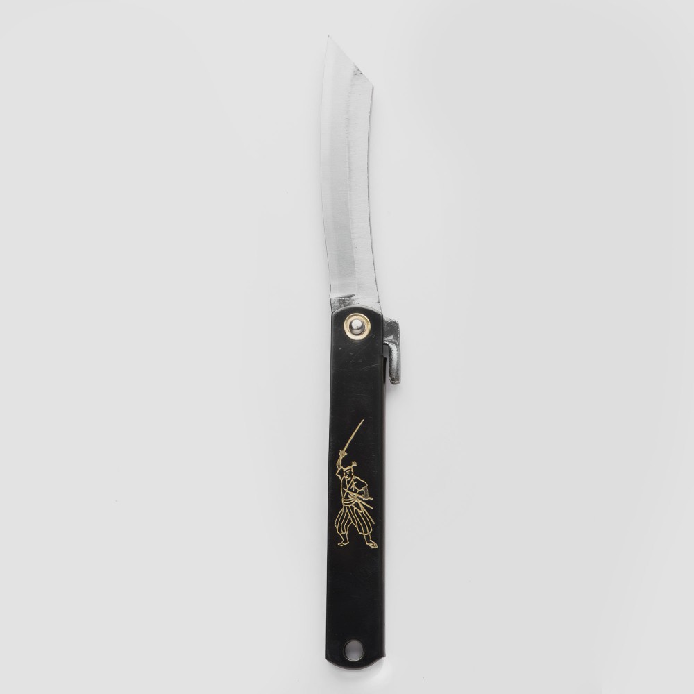 couteau-higonokami-samourai-manche-noir ouvert