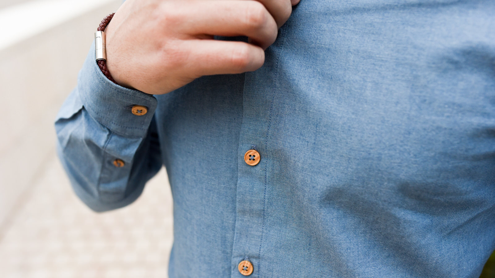 chemise jean bouton bois