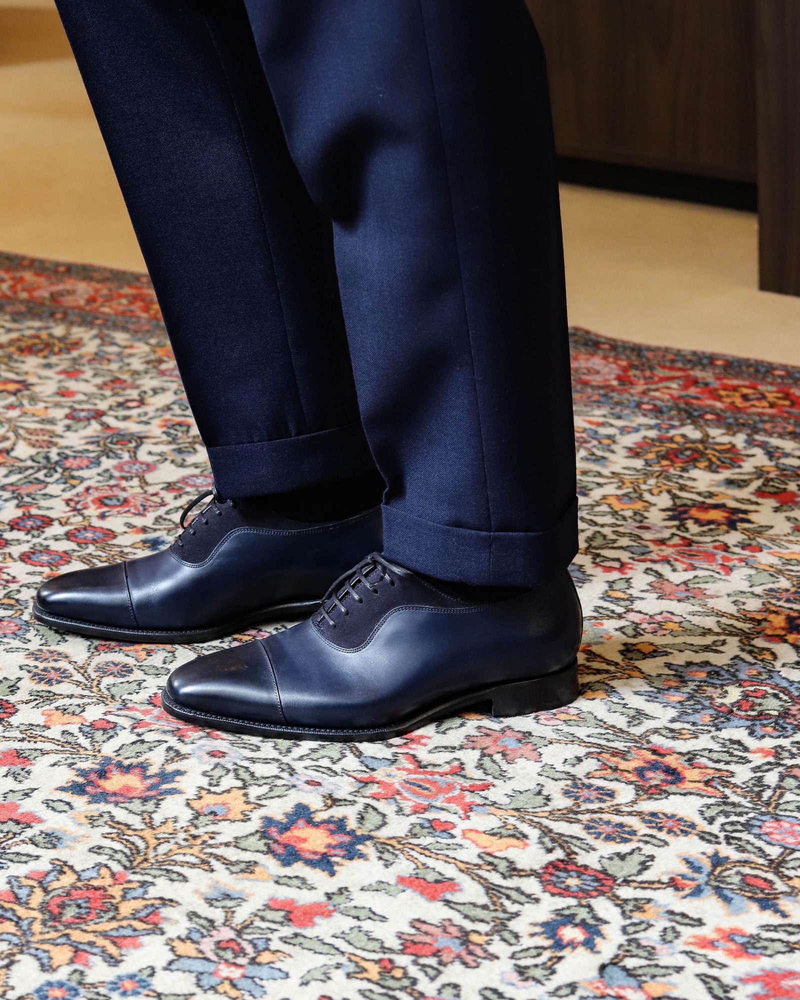 chaussure cuir bleu marine