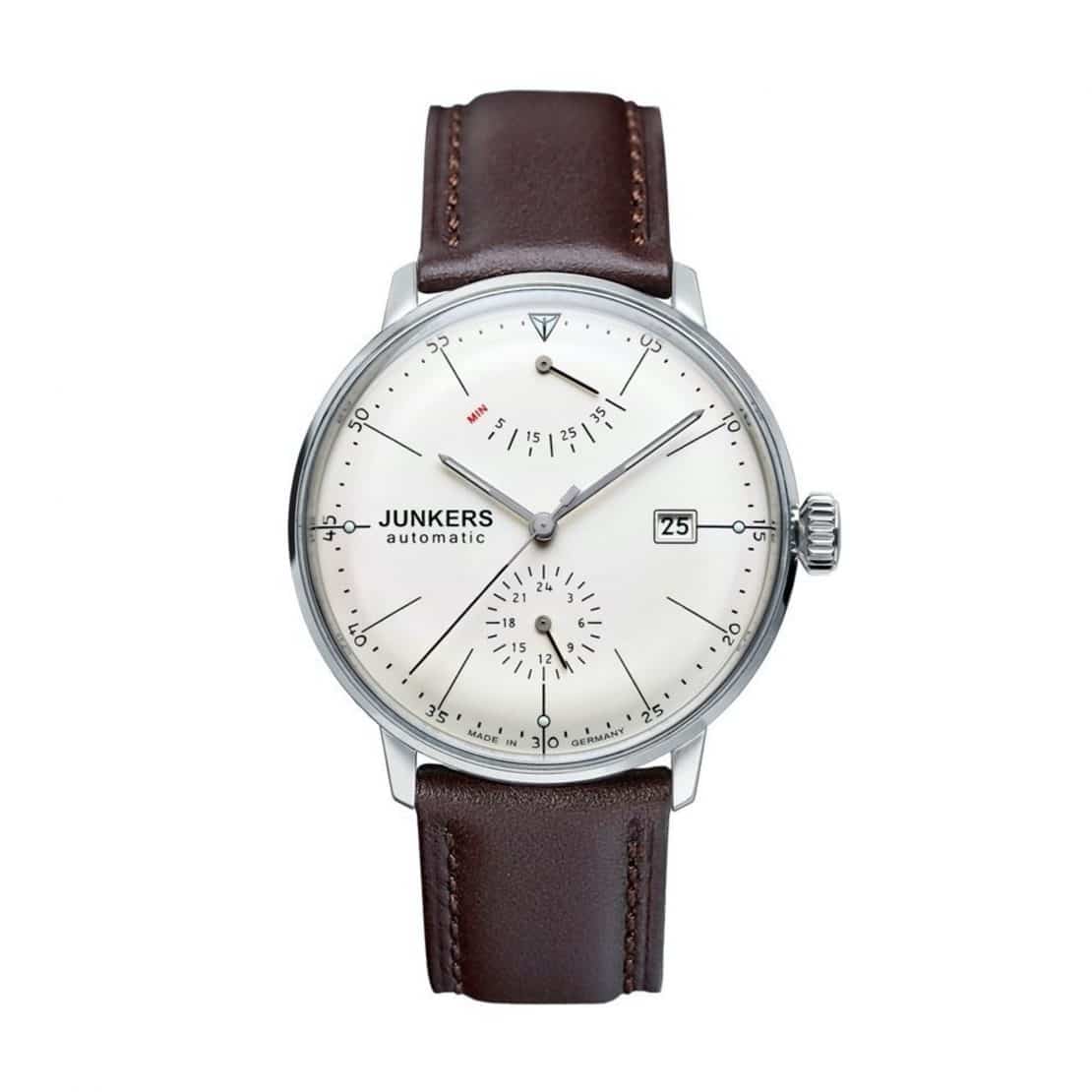 Montre Mécanique à Remontage Manuel Junkers Bauhaus 6032-5 - Boîtier Acier 40mm, Cadran Argent, étanche 30m
