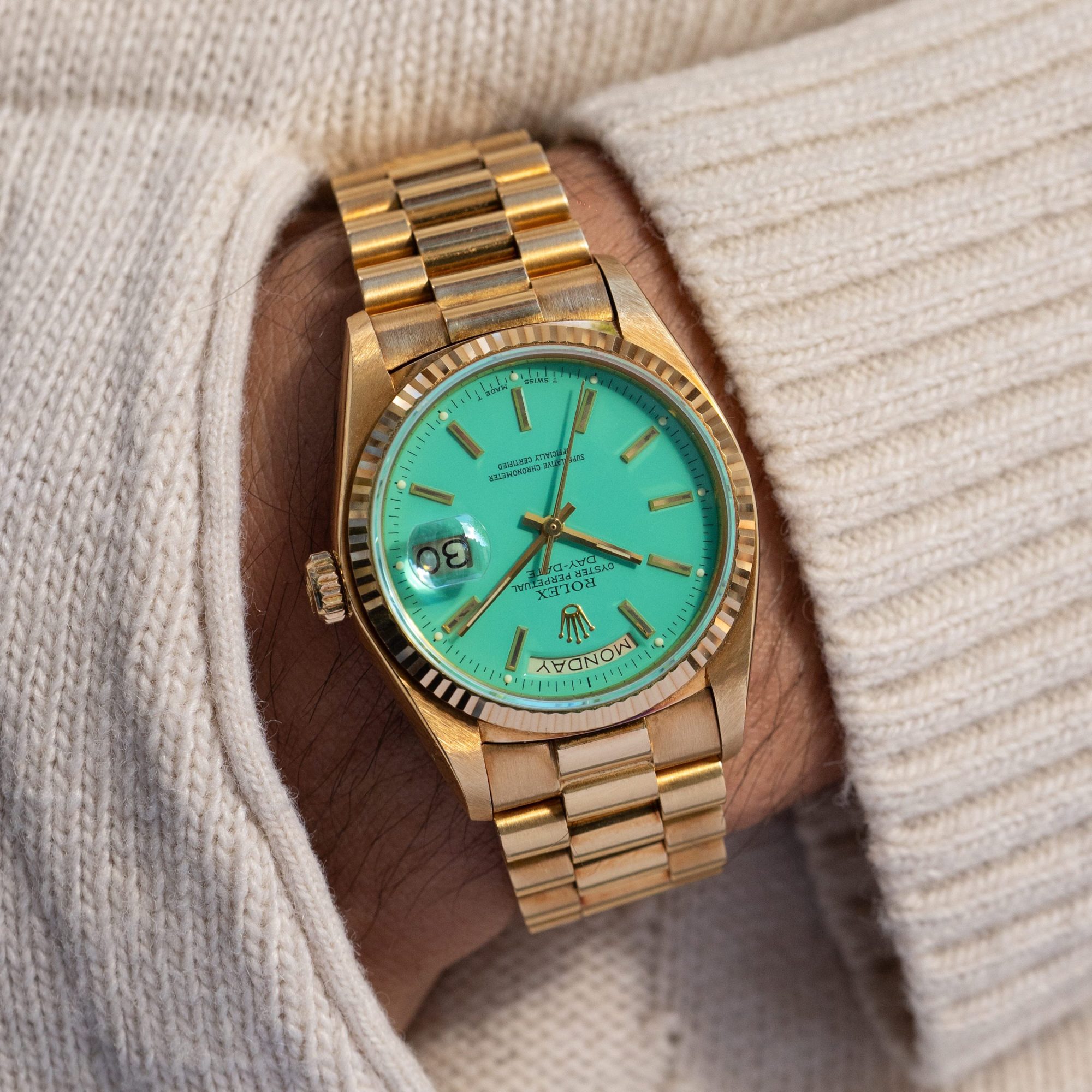 Rolex Day Date tiffany stella 18038 or jaune