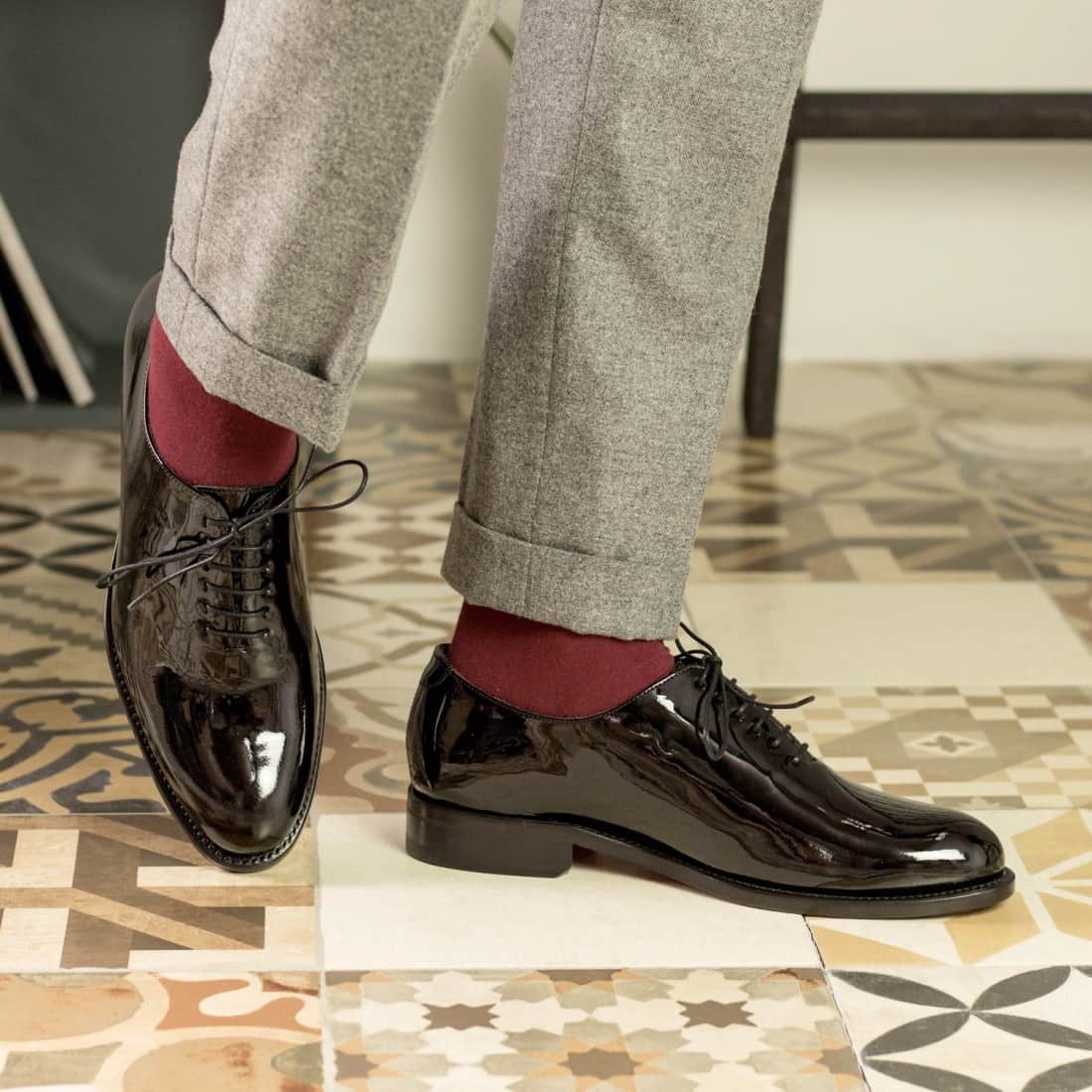 Chaussures de mariage en cuir verni noir