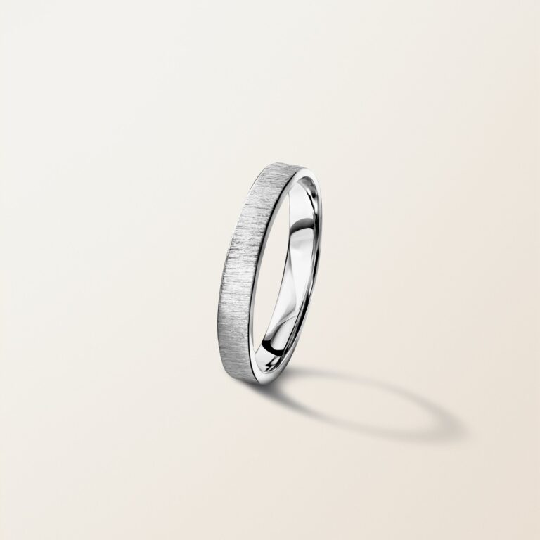 Alliance homme Mabillon 3,5 mm en or blanc 18 carats, Gemmyo