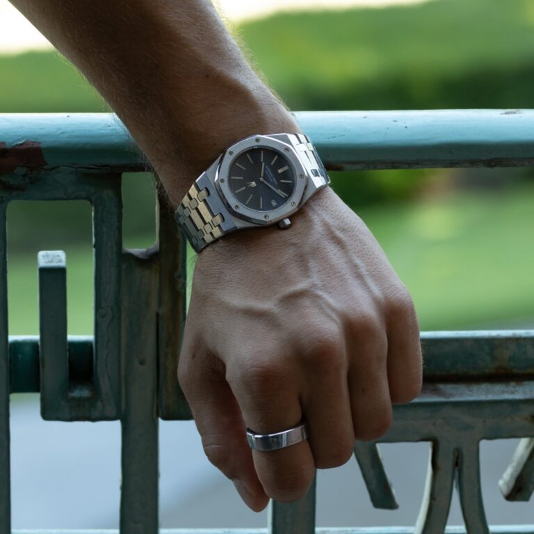 Détail, Audemars Piguet Royal Oak Jumbo réf. 5402ST Série A, vers 1973