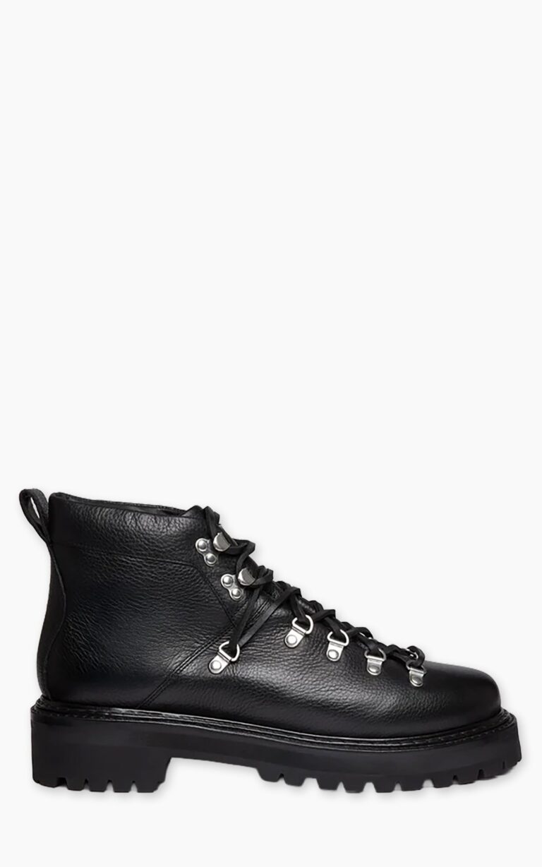 Boots Mason Alpine en cuir grainé noir à crochets et semelle crantée, G.H. Bass