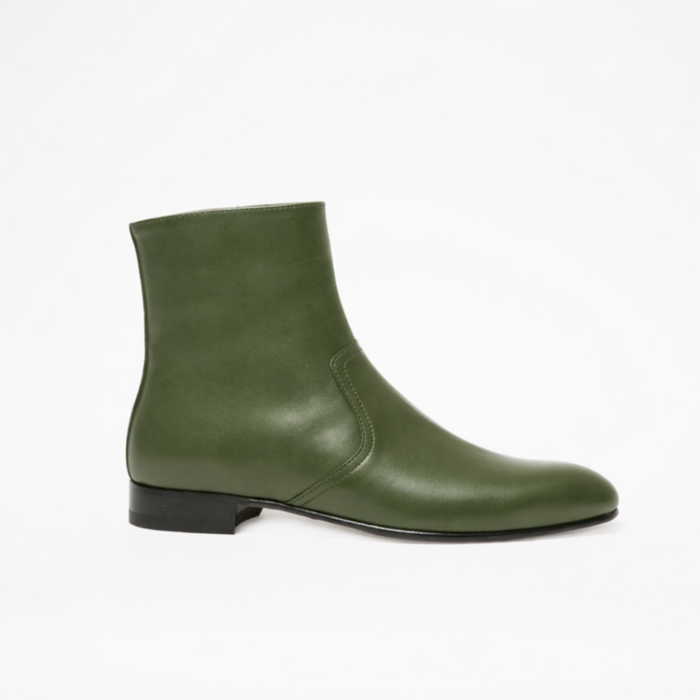 Bottine Jonathan en cuir de veau lisse vert, Philippe Zorzetto