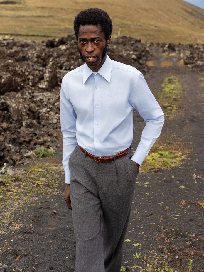 Chemise bleu ciel à col français en popeline The Nines