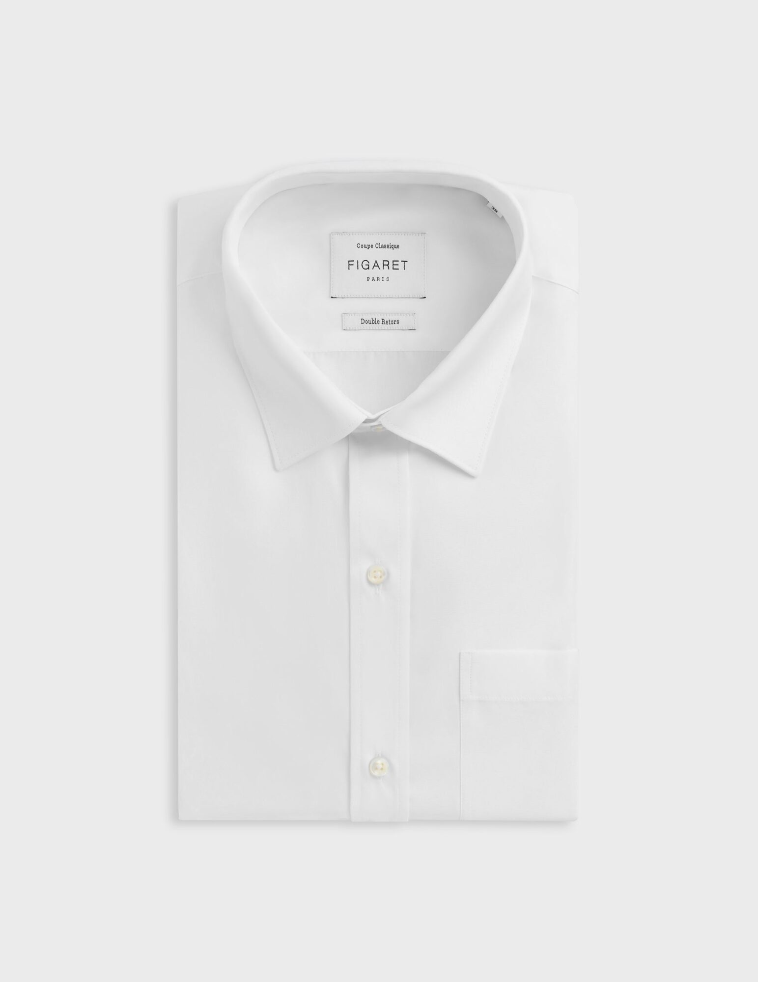 Chemise Classique blanche en popeline de coton double retors, Figaret