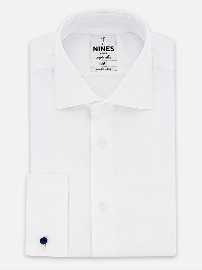 Chemise blanche à poignets mousquetaires et col italien The Nines