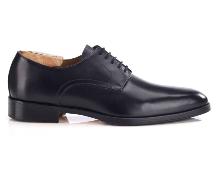 Derby noir Bexley Midford Patin en veau, semelle cuir avec patin gomme
