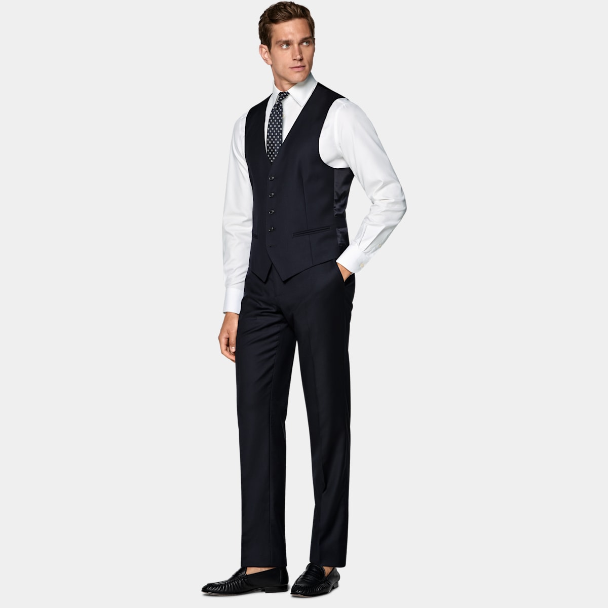 Gilet de costume Suitsupply bleu marine en laine Vitale Barberis Canonico