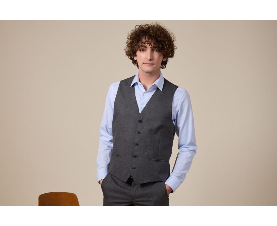Gilet de costume Bexley Lazare en laine gris moyen