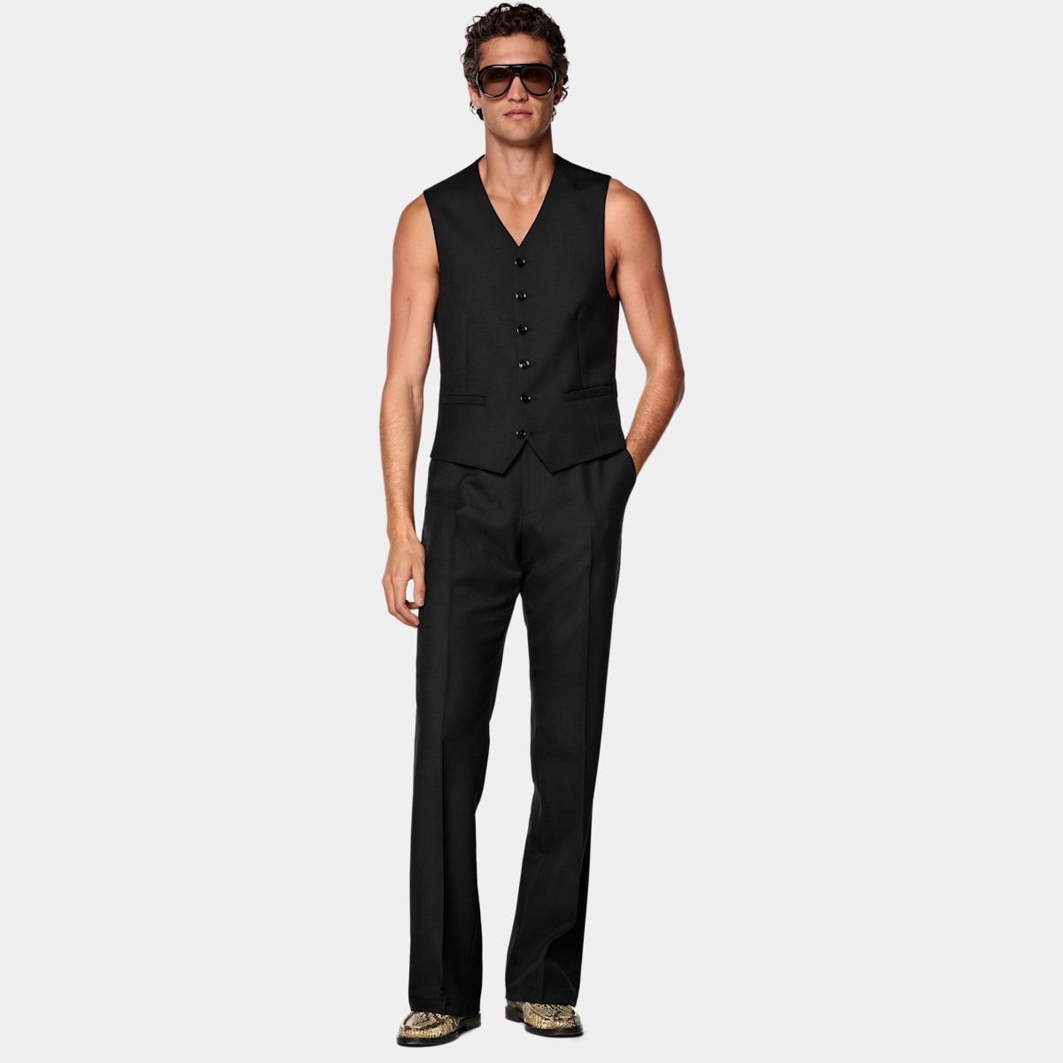 Gilet noir Suitsupply en laine et mohair Rogna