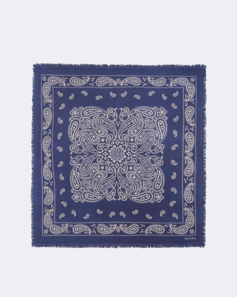 Grand bandana Kujten Aron en cachemire imprimé denim brut