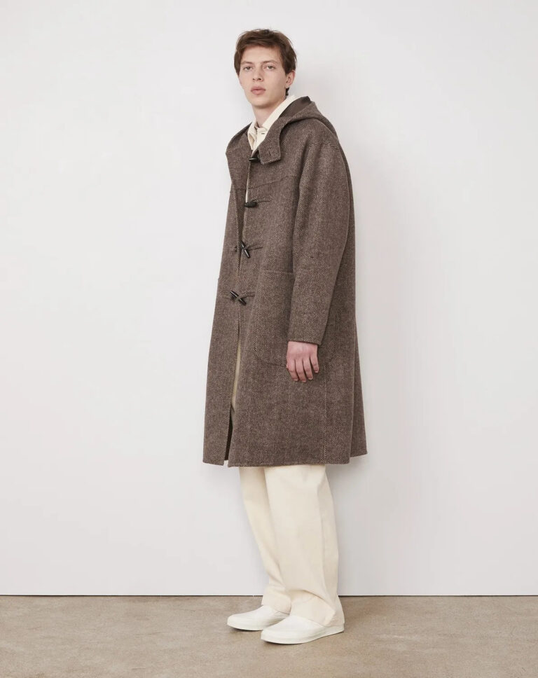 Duffle-coat Yani en laine beige et chocolat, Officine Générale