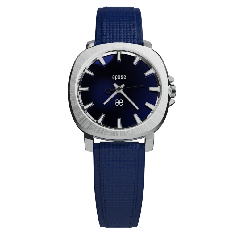 Montre Apose N°3 Pur à cadran bleu indigo et bracelet cuir, 40 mm