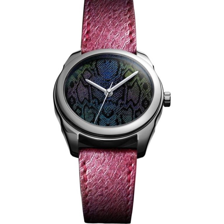 Montre Awake Sơn Mài Year of the Sssnake, cadran en laque faite main et bracelet en cuir de truite violet, 39 mm