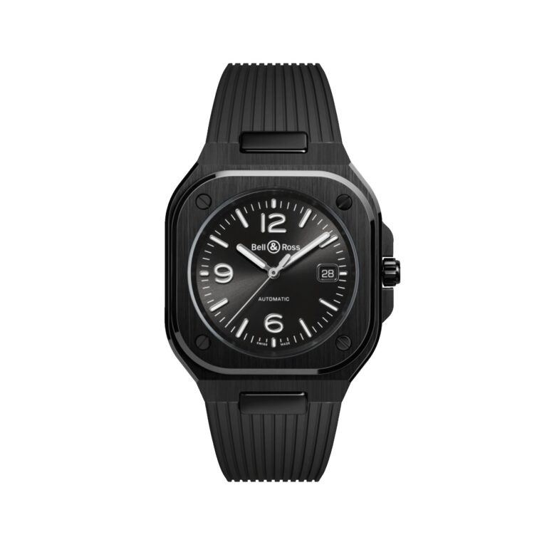 Montre Bell & Ross BR 05 Black Ceramic automatique à cadran noir et bracelet caoutchouc, 41 mm