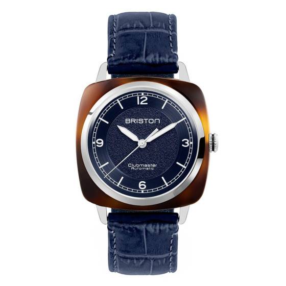 Montre Briston Clubmaster Legend Classic automatique à cadran bleu, boîtier coussin 39 mm