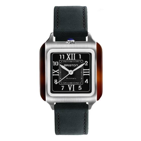 Montre Briston Streamliner Kennedy automatique à cadran noir, boîtier carré 36 mm