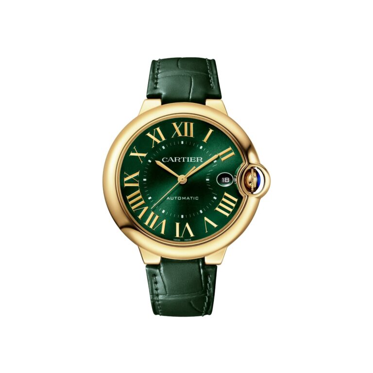 Montre Ballon Bleu de Cartier 40 mm automatique en or jaune à cadran vert soleillé