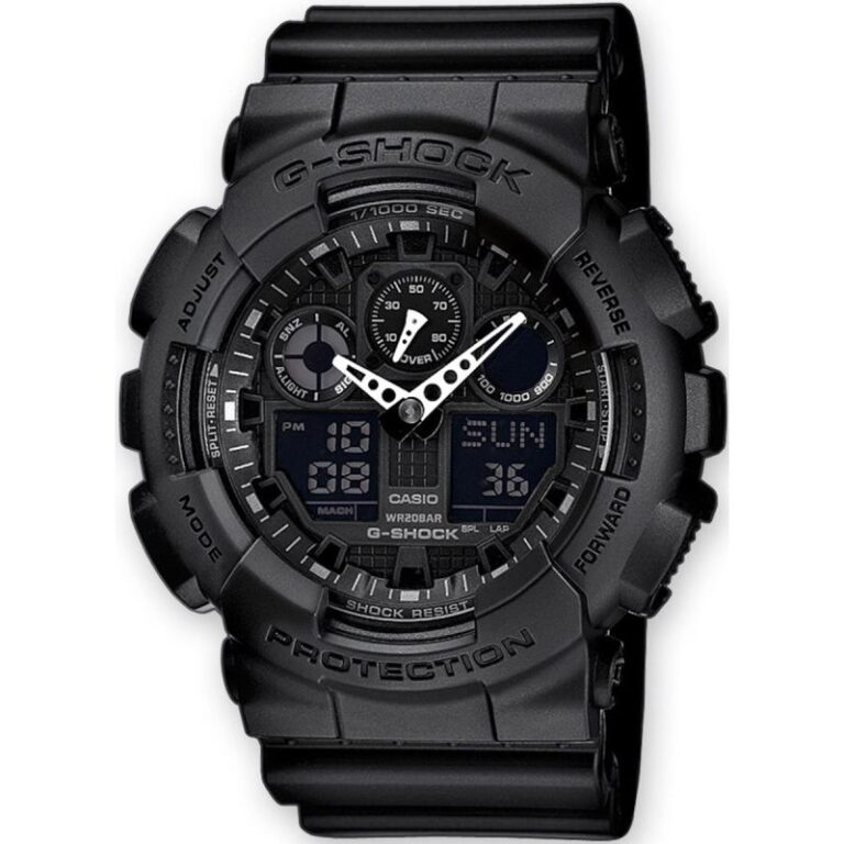 Montre Casio G-Shock GA-100-1A1ER analogique et numérique en résine noire, 51 mm