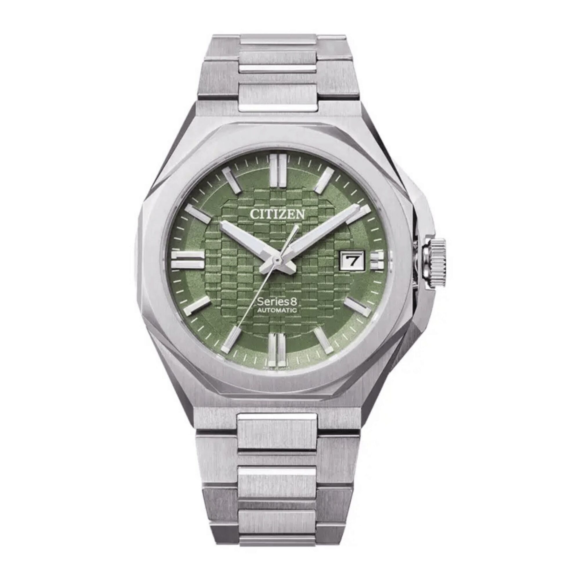 Montre Citizen Série 8 automatique, boîtier octogonal en acier, cadran vert, 40 mm