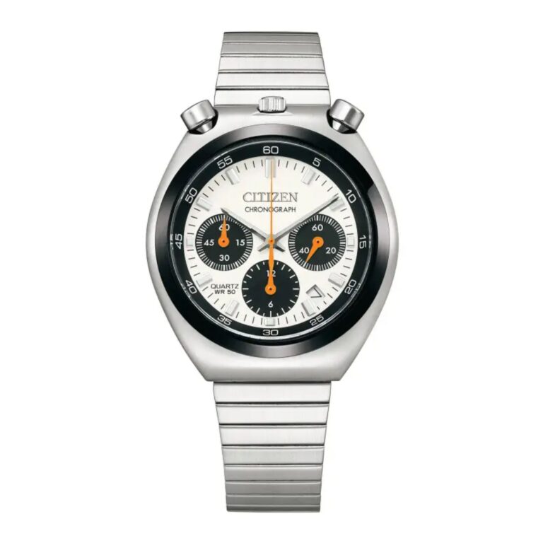 Montre Citizen Tsuno Chrono Bullhead AN3660-81A à cadran blanc, bracelet acier, 38 mm