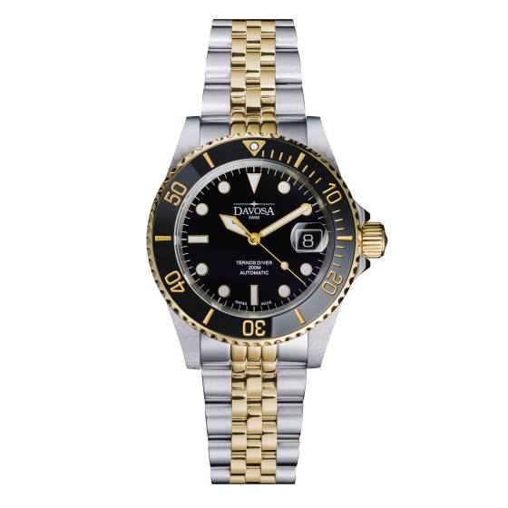 Montre de plongée Davosa Ternos Diver Automatic 40 mm, finition dorée