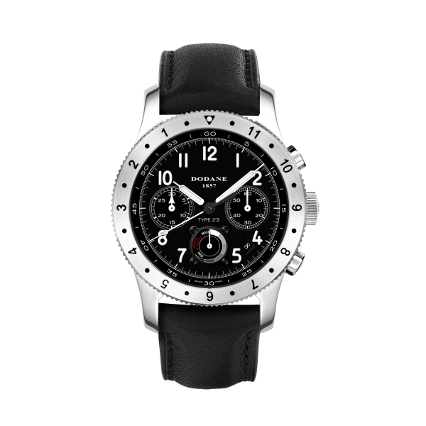 Chronographe Dodane Type 23 Réserve de marche à boîtier microbillé et cadran noir