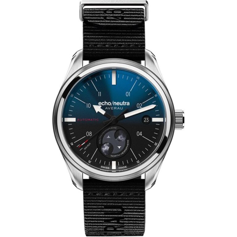 Montre Echo/Neutra Averau 39 Moon Phase automatique à cadran bleu et phase de lune, 39 mm