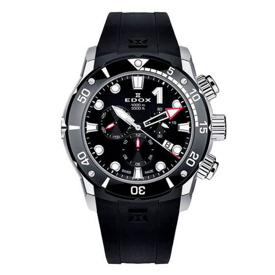 Montre Edox CO-1 à cadran noir, réf. 10242-TIN-NIN