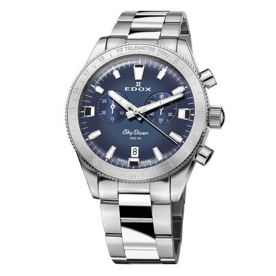 Montre Edox Skydiver Chronograph à cadran bleu