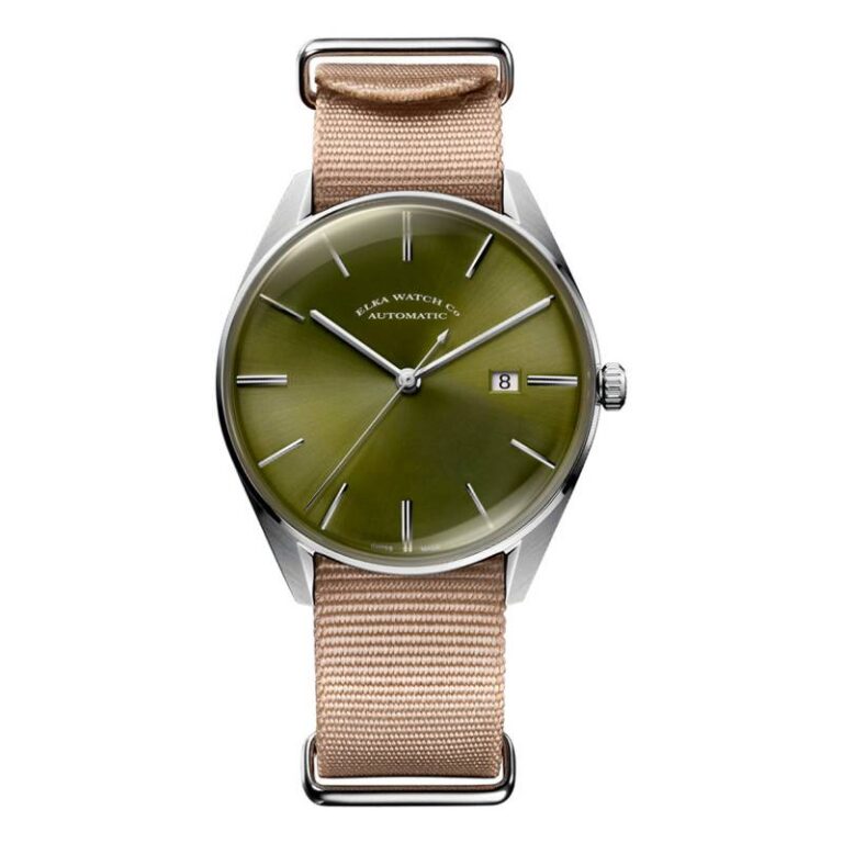 Montre Elka D Series D05 automatique à cadran vert soleillé, 40,8 mm