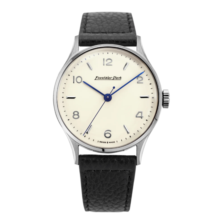 Montre Excelsior Park EP 884-SI 01 à cadran ivoire émaillé et aiguilles bleues, 38 mm