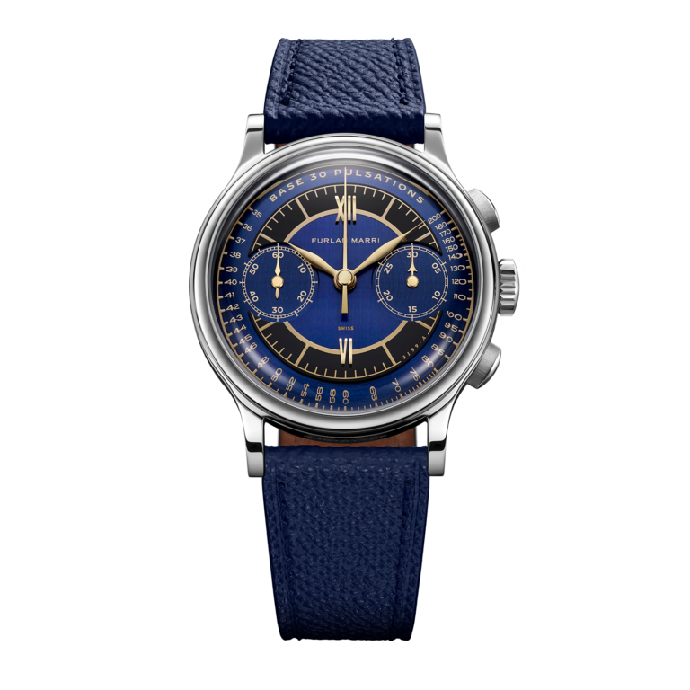 Chronographe Furlan Marri Honey Blue Flyback, vue de face