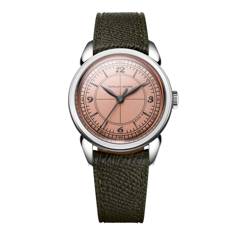 Montre Furlan Marri Salmon Sector à cadran secteur saumon et bracelet vert, vue de face