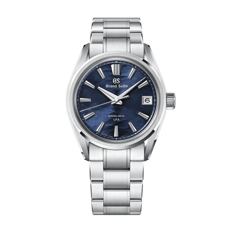 Montre Grand Seiko Evolution 9 Spring Drive U.F.A. Lake Suwa à cadran bleu et bracelet acier, 37 mm
