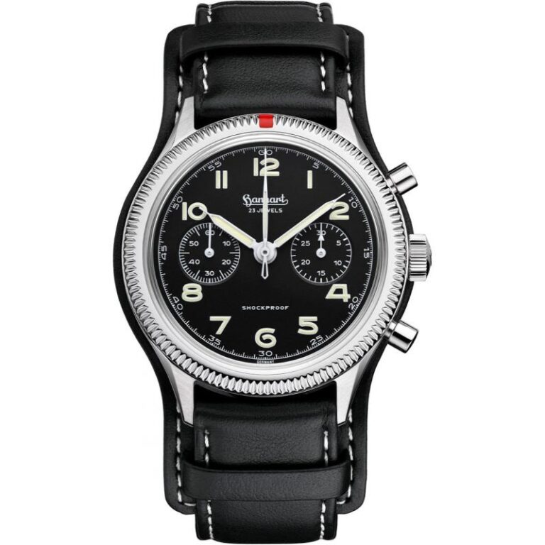 Montre chronographe Hanhart 417 ES H721.210 en acier, cadran noir bicompax