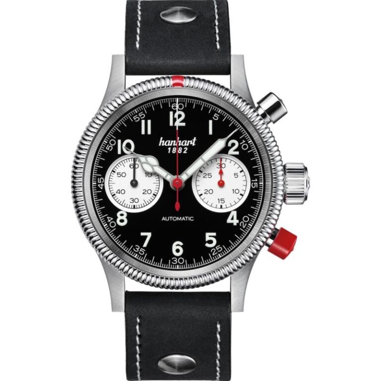 Montre chronographe Hanhart Pioneer MK II Reverse Panda automatique, 40 mm