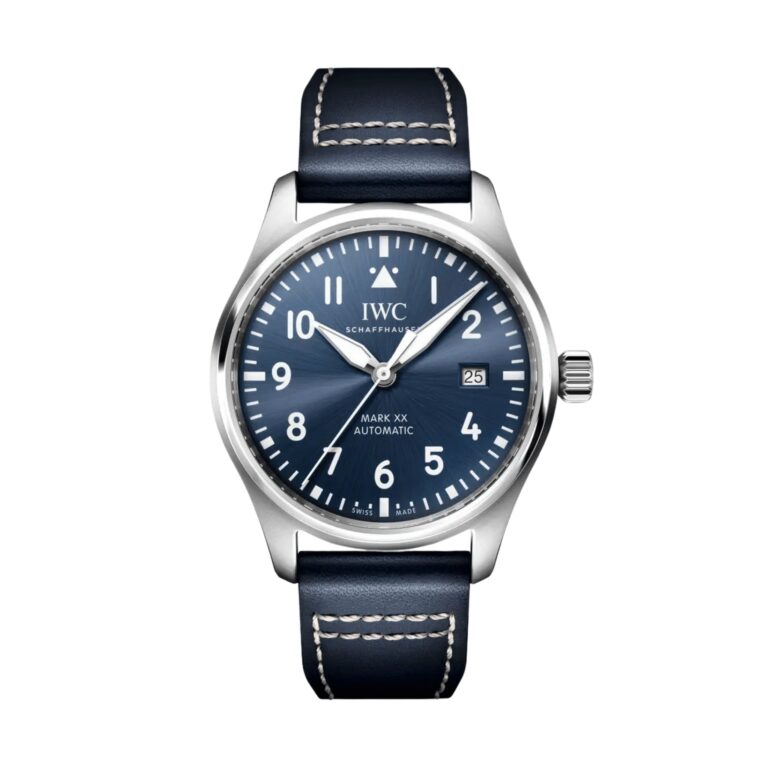 Montre IWC Montre d’Aviateur Mark XX automatique à cadran bleu et bracelet cuir bleu, 40 mm
