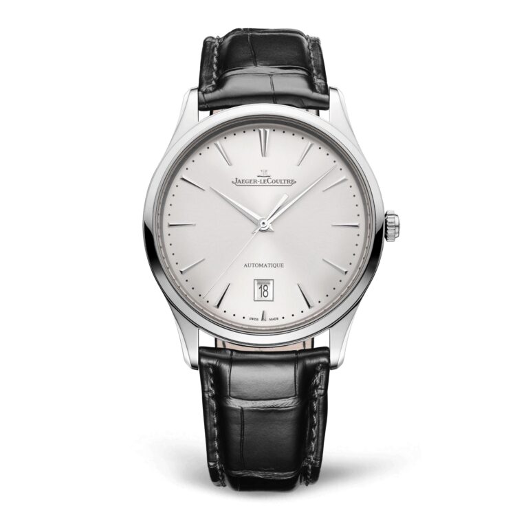 Montre Jaeger-LeCoultre Master Ultra Thin Date automatique à cadran argenté et bracelet cuir d'alligator, 39 mm
