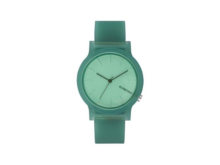 Montre Komono Mono Teal à quartz, boîtier bleu canard et bracelet silicone
