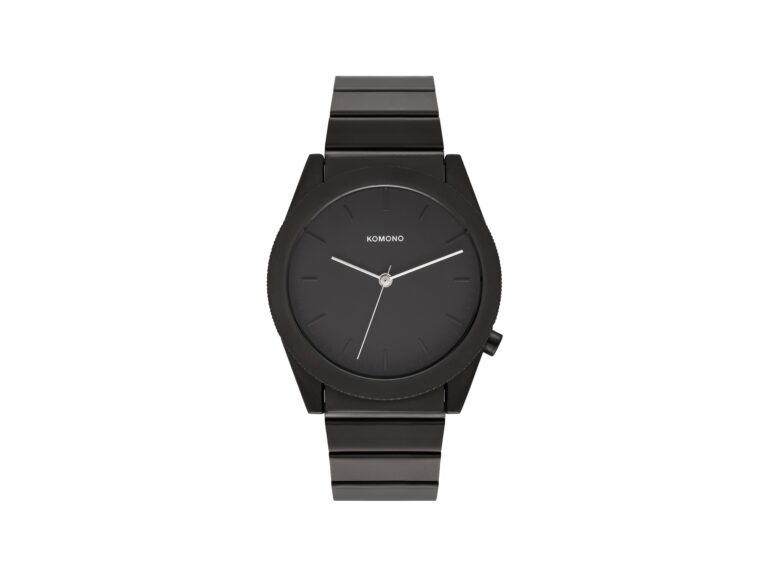 Montre Komono Ray Solid Black à quartz, boîtier noir et bracelet en acier