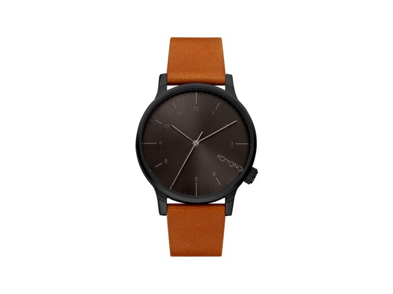 Montre Komono Winston Regal Cognac à quartz, boîtier rond et bracelet cuir cognac