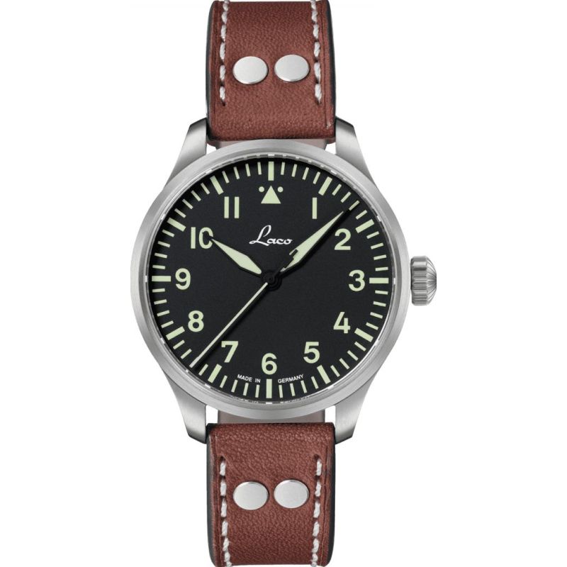 Montre de pilote Laco Augsburg 39 mm réf. 861988, cadran noir type A