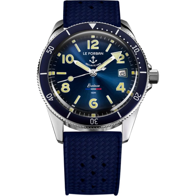 Montre de plongée Le Forban Sécurité Mer Brestoise, cadran bleu
