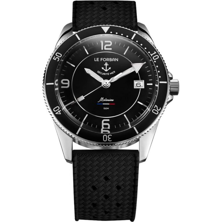 Montre de plongée Le Forban Sécurité Mer Malouine, cadran noir