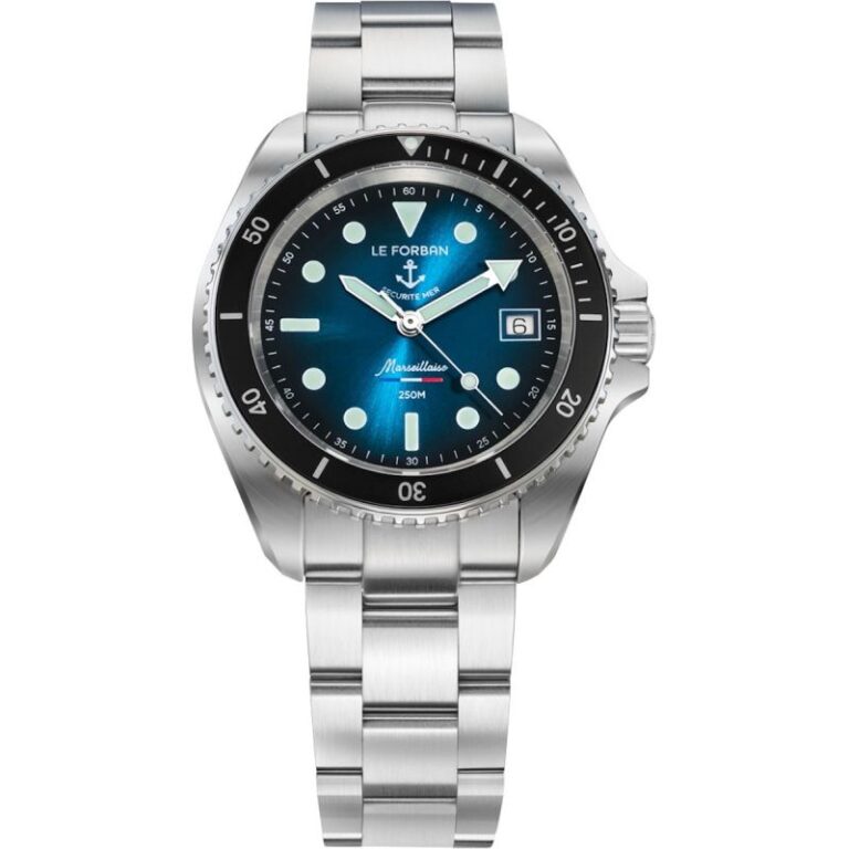 Montre de plongée Le Forban Sécurité Mer Marseillaise Bleu Abysse, lunette tournante